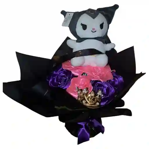 Ramo De Rosas Eternas Y Peluche Kuromi. - ¡feliz Cumpleaños!