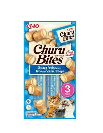 Inaba Cat Snack Churu Bites Pollo Wraps 3 Piezas - Atun Con Vieira 30 Gr