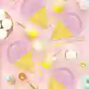 10 Platos Torta10 Vasos Desechables Fiesta Cono Helado Dulce