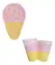 10 Platos Torta10 Vasos Desechables Fiesta Cono Helado Dulce
