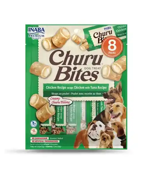 Inaba Dog Snack Churu Bites Pollo Wraps 8 Piezas - Pollo Con Atun 96 Gr