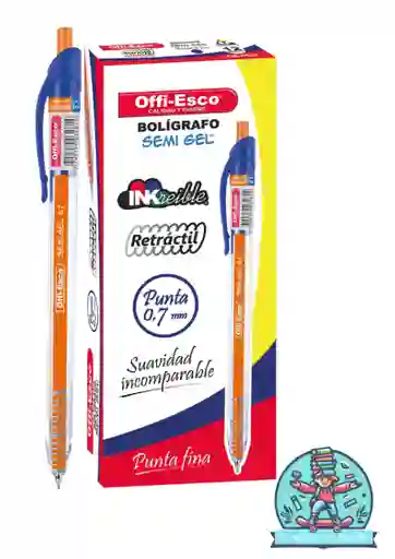 Esfero Offiesco Retractil Ref 052 X12 Azul