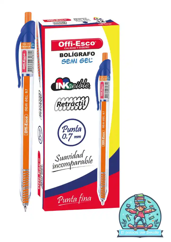 Esfero Offiesco Retractil Ref 052 X12 Azul