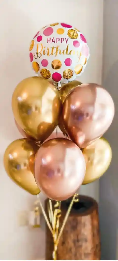 Bouquet De Globos Feliz Cumpleaños Helio Certificadotgc ( Colores Femeninos)