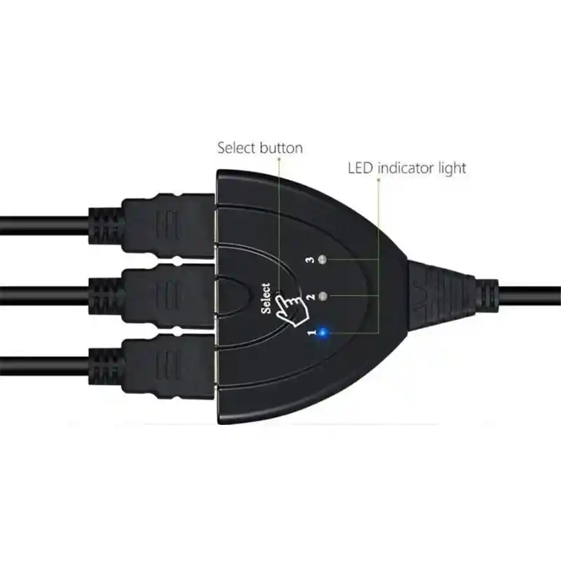 Switch Hdmi 3 Entradas 1 Salida Con Botón Selector Automático