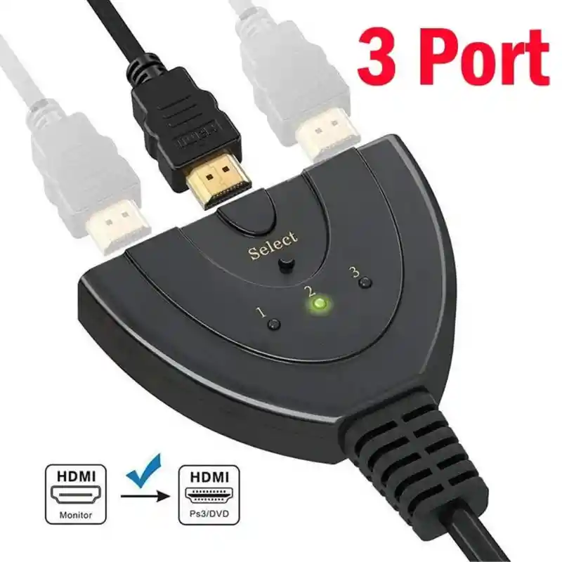 Switch Hdmi 3 Entradas 1 Salida Con Botón Selector Automático