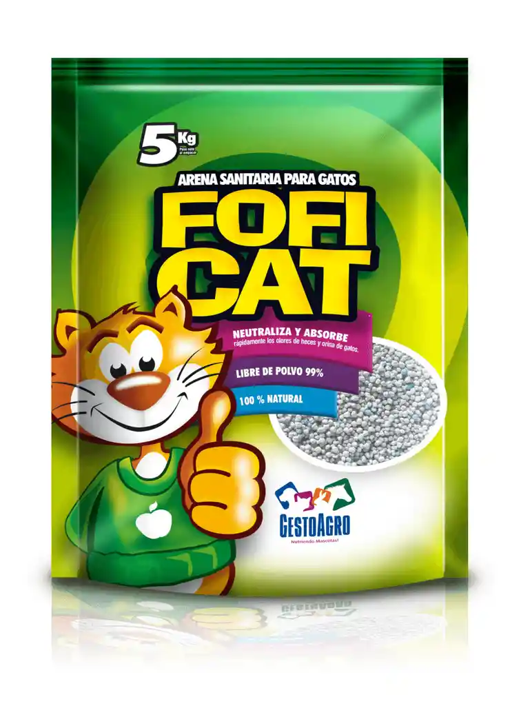 Fofi Cat Arena Sanitaria Verde Aroma Manzana X 5 Kl