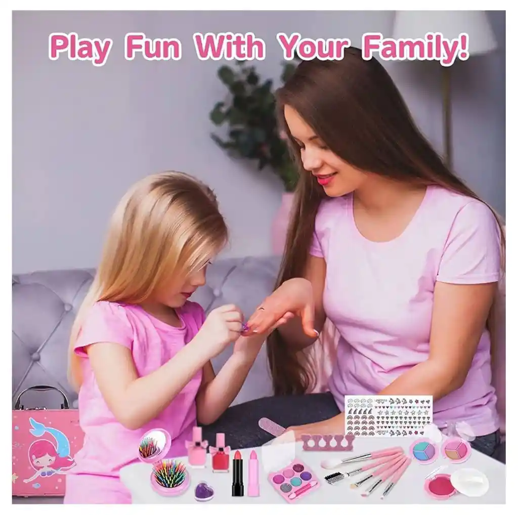 Kit De Maquillaje Para Niñas Lavable Sirena
