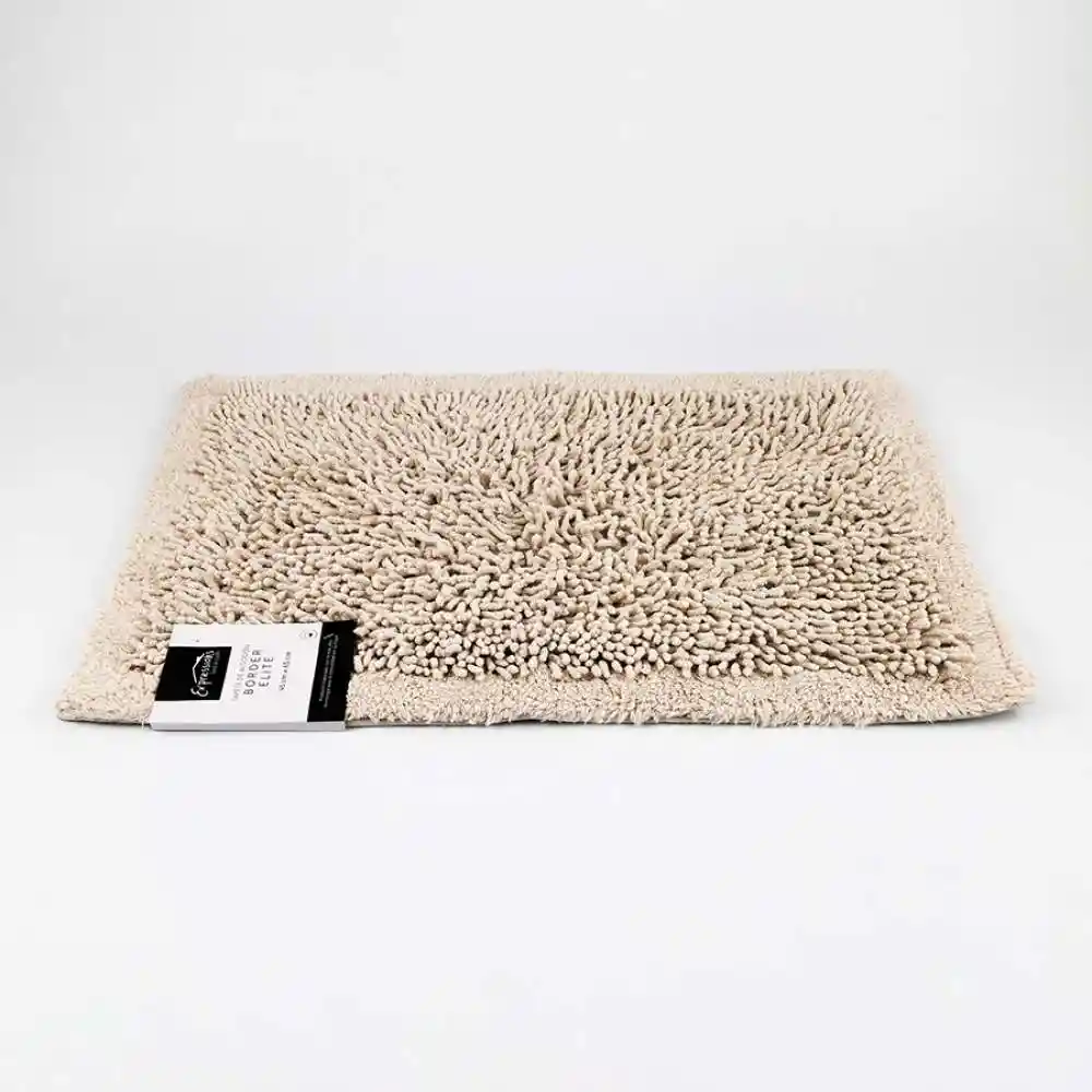 Tapete Bano Expressions Border Elite 45x65cm Taupe Algodon