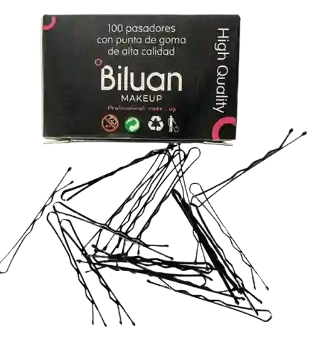 Caja De Pinzas Negras Para Cabello, Con Punta De Goma Biluan - X100