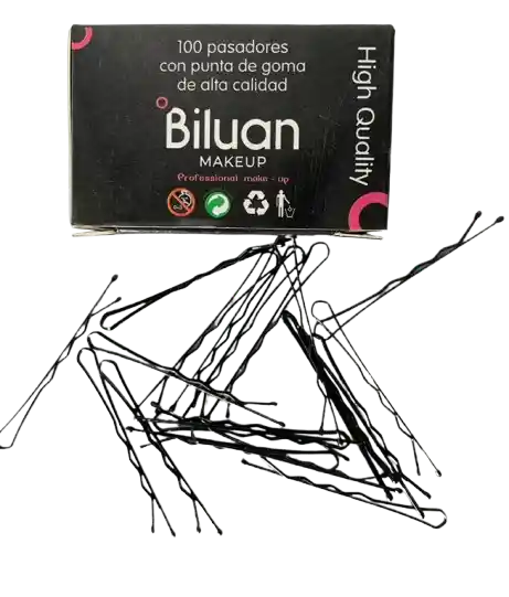 Caja De Pinzas Negras Para Cabello, Con Punta De Goma Biluan - X100