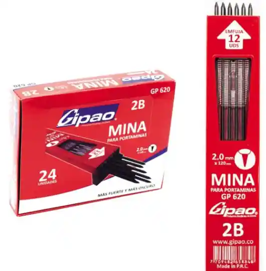 Minas 2 Mm Gipao Tarro Rojo 2b (gp-620)