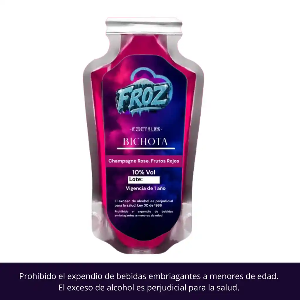 Coctel Y/o Granizado Bichota (champagne, Rose Y Frutos Rojos) Refrescante 250 Ml, 10% Vol.