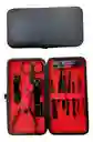 Set Manicure Kit Aseo Personal Profesional Estuche Viajero Color Negro Y Rojo X12 Piezas