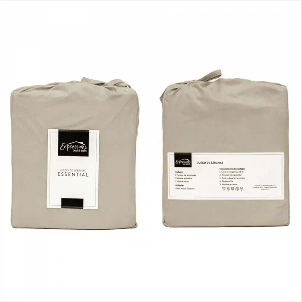 Juego De Sabanas Taupe Expressions Extradoble Microfibra