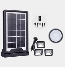 Kit Solar Recargeble Usb Linterna +3 Lamparas Portatil