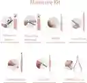 Set Manicure Kit Aseo Personal Profesional Estuche Viajero Color Rosado X18 Piezas