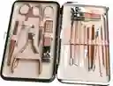Set Manicure Kit Aseo Personal Profesional Estuche Viajero Color Rosado X18 Piezas