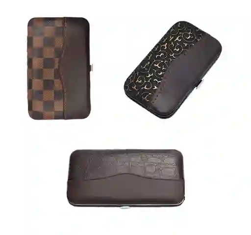 Set Manicure Kit Aseo Personal Profesional Estuche Viajero Color Café Diseños X12 Piezas