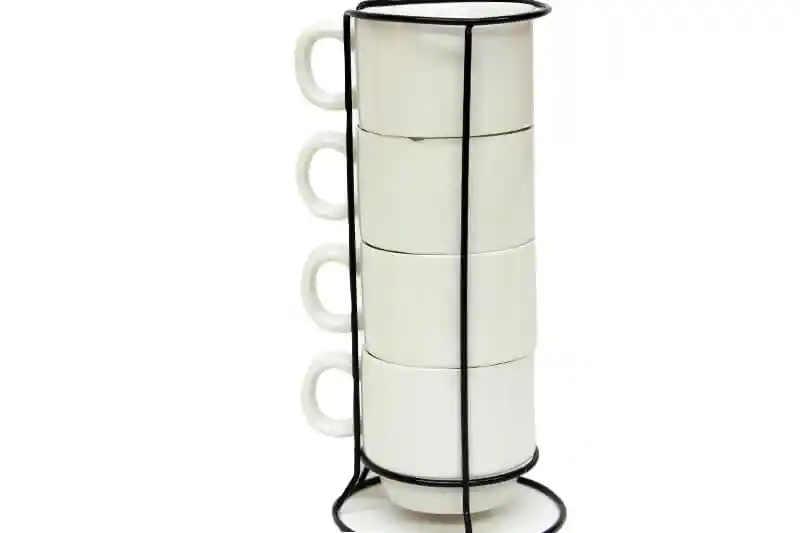 Torre De Pocillos Grande Mug Decorativos En Porcelana Diseños X4 Piezas