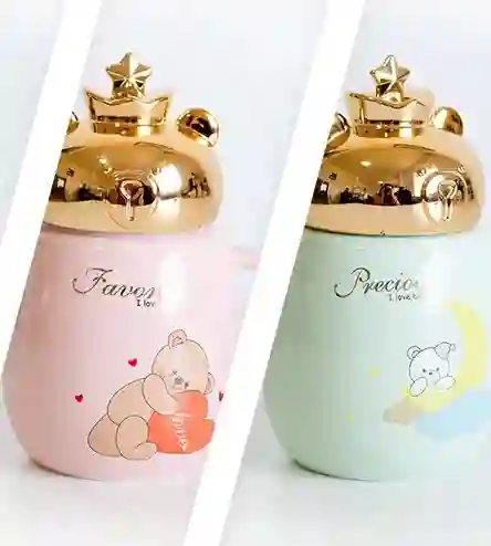 Mug Taza Coleccionable Osito Tapa Corona Kawaii Pocillo Cerámica Oso