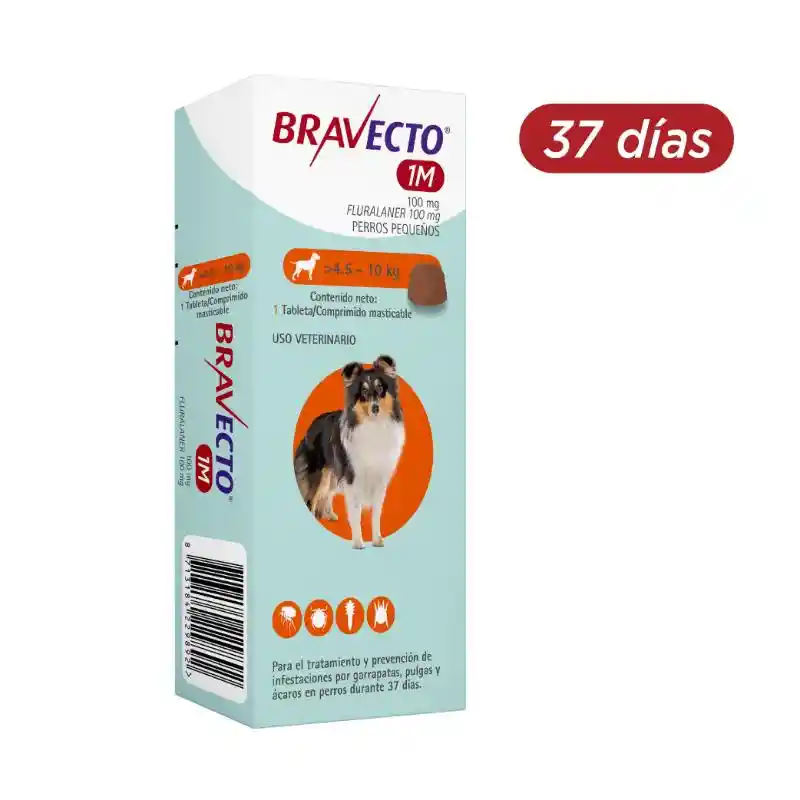 Bravecto 1 Mes (37dias) 100mg (4.5-10)