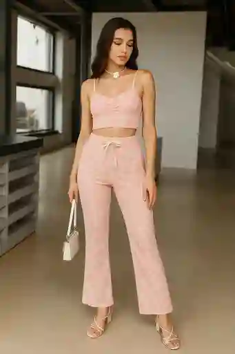 "luna Rosé" – Pantalón Palazzo Encaje Chic