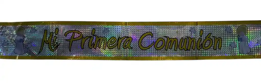 Cartel Holografico Metalico Sempertex Mi Primera Comunion 90 Cm X 12,5 Cm
