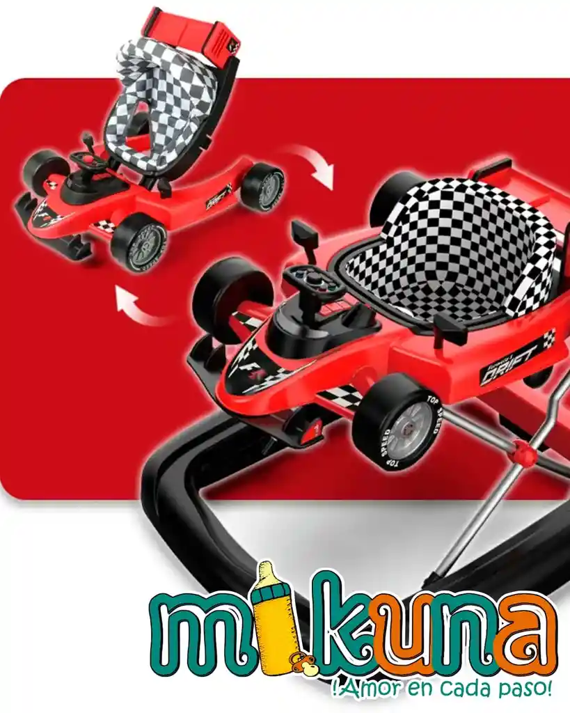 Carro Caminador Y Andadera 2en1 (rojo, Azul, Amarillo, Blanco Y Fucsia)