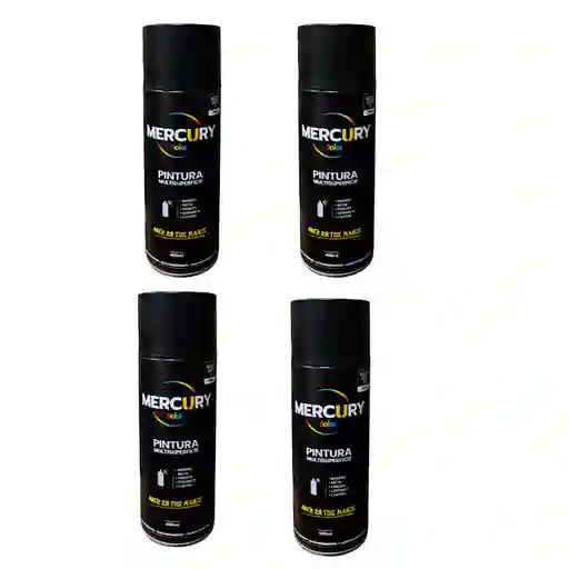 4 Unidades Pintura En Aerosol Negro Brillante
