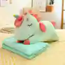 Peluche Con Cobija Unicornio Verde Agua O Salmon