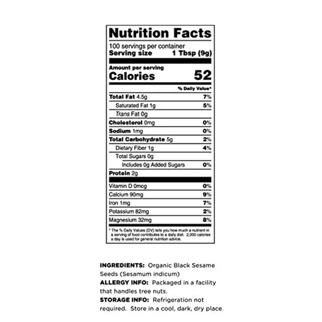 Terrasoul Superfoods Semillas De Sésamo Negro Orgánico Crudo | Black Sesame Seeds | Ricas En Calcio, Proteína Y Omega 6 – 2 Lbs (907 G)