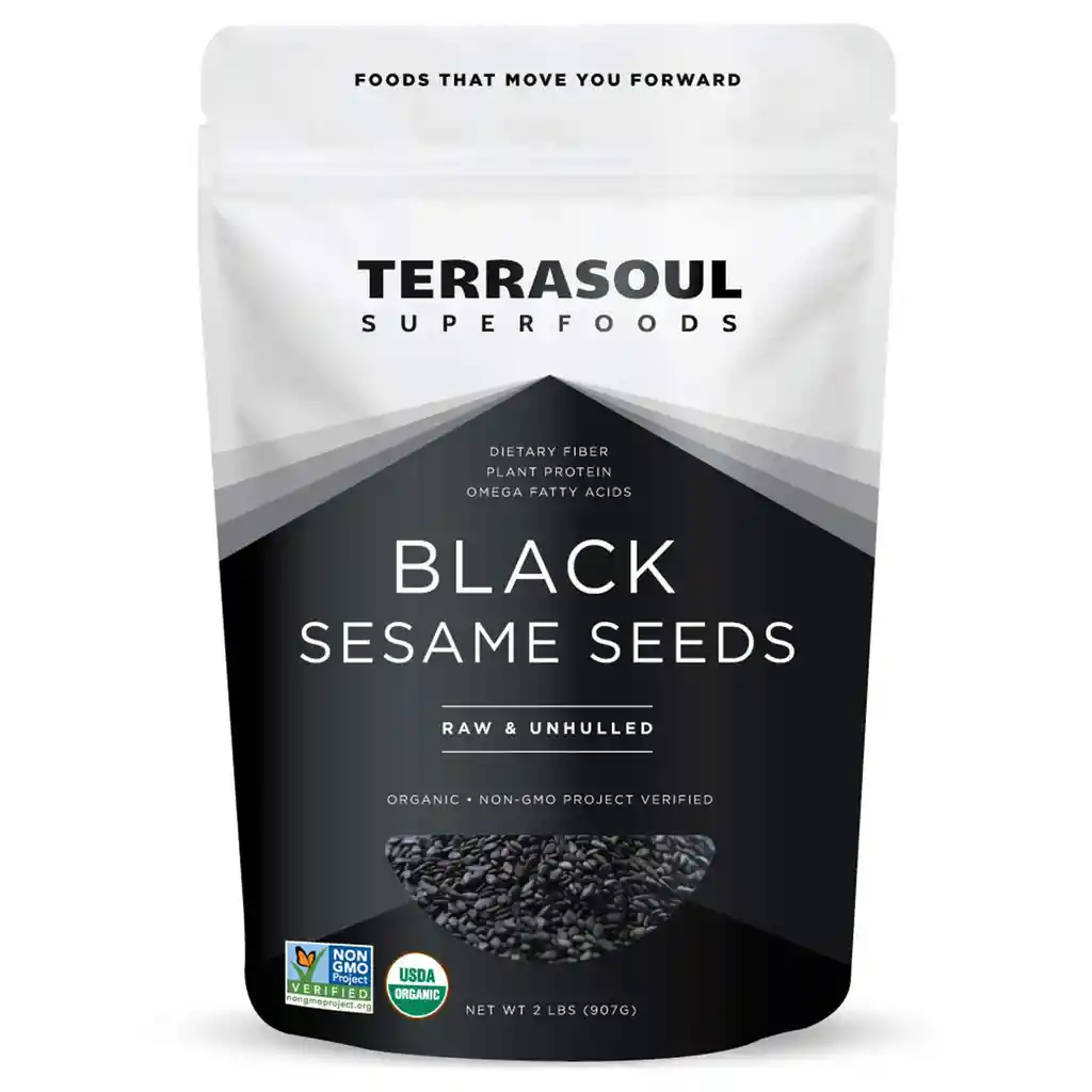 Terrasoul Superfoods Semillas De Sésamo Negro Orgánico Crudo | Black Sesame Seeds | Ricas En Calcio, Proteína Y Omega 6 – 2 Lbs (907 G)