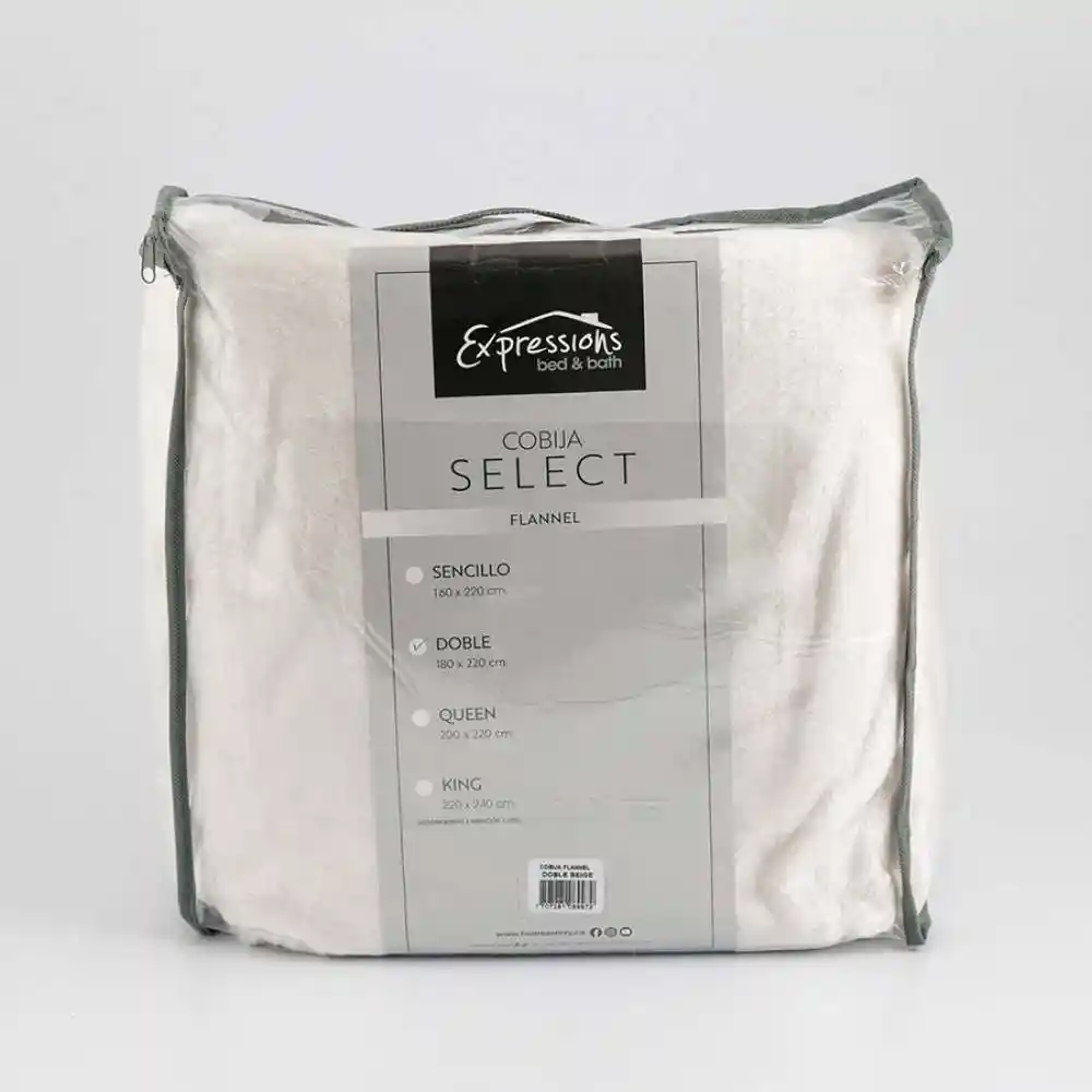 Cobija Expressions Flannel Doble 180x220cm Beige Poliester