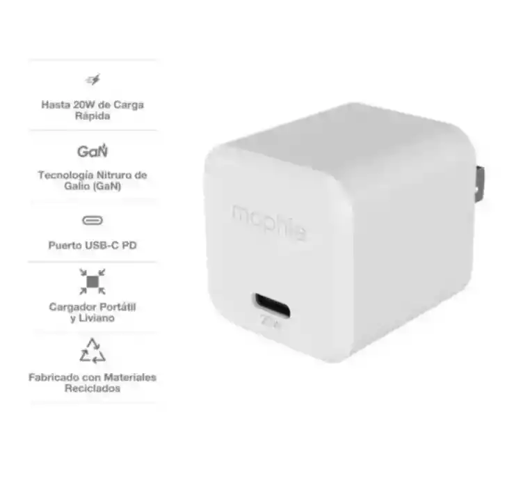 Cargador De Pared Mophie Gan Usb-c 20w - Blanco
