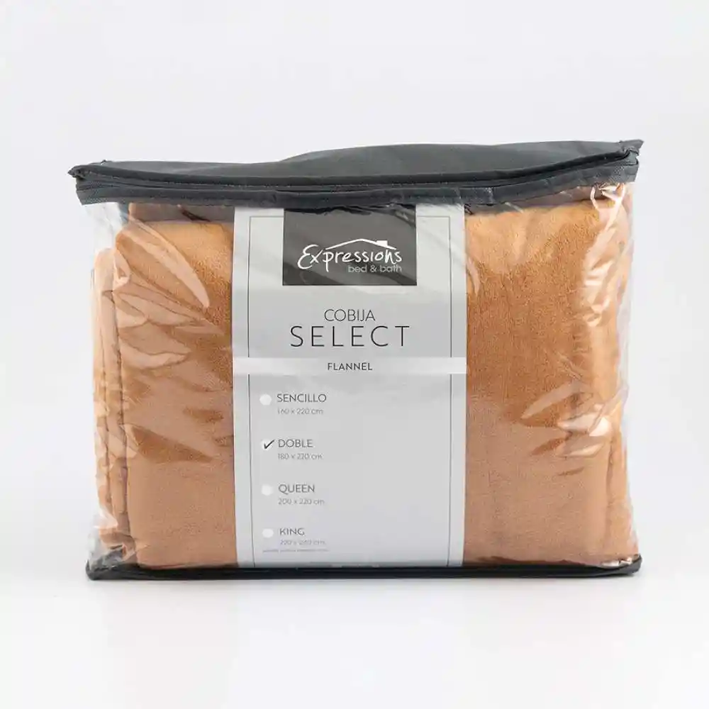 Cobija Expressions Flannel Doble 180x220cm Camel Poliester