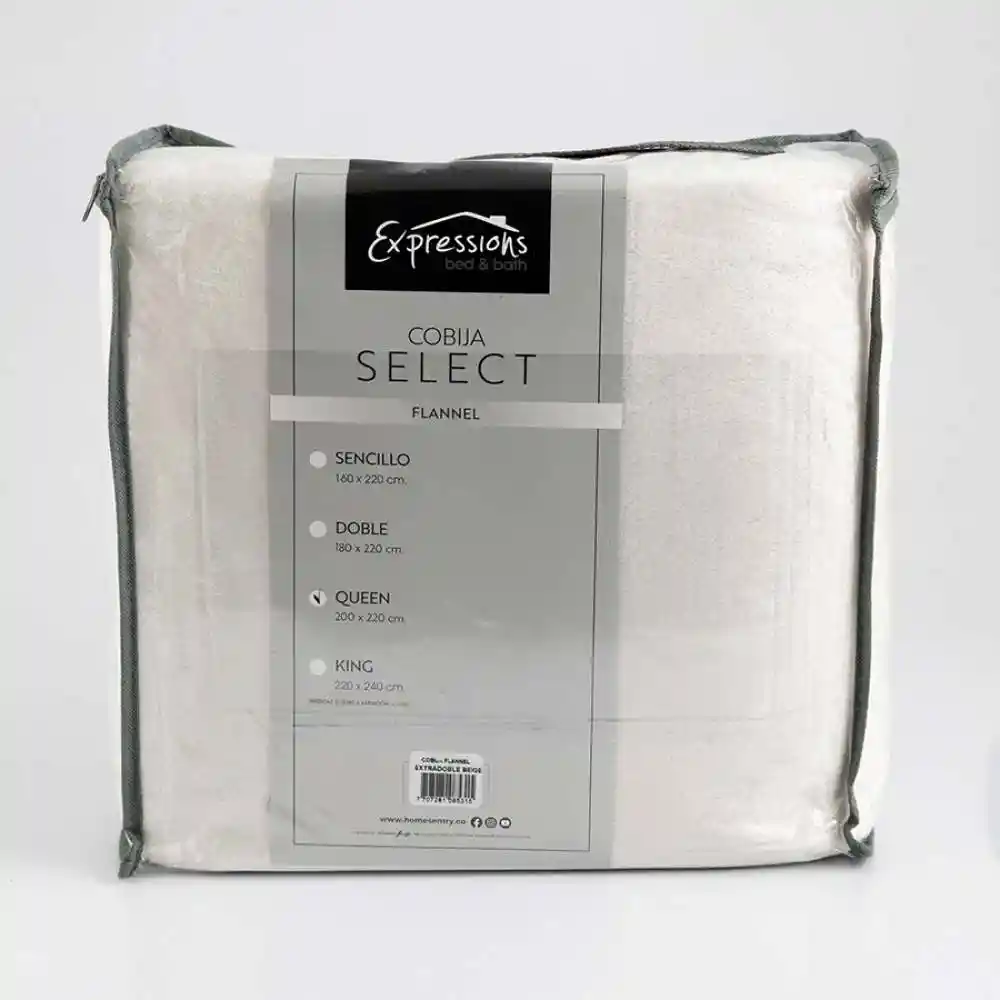 Cobija Expressions Flannel Queen 200x220cm Beige Poliester
