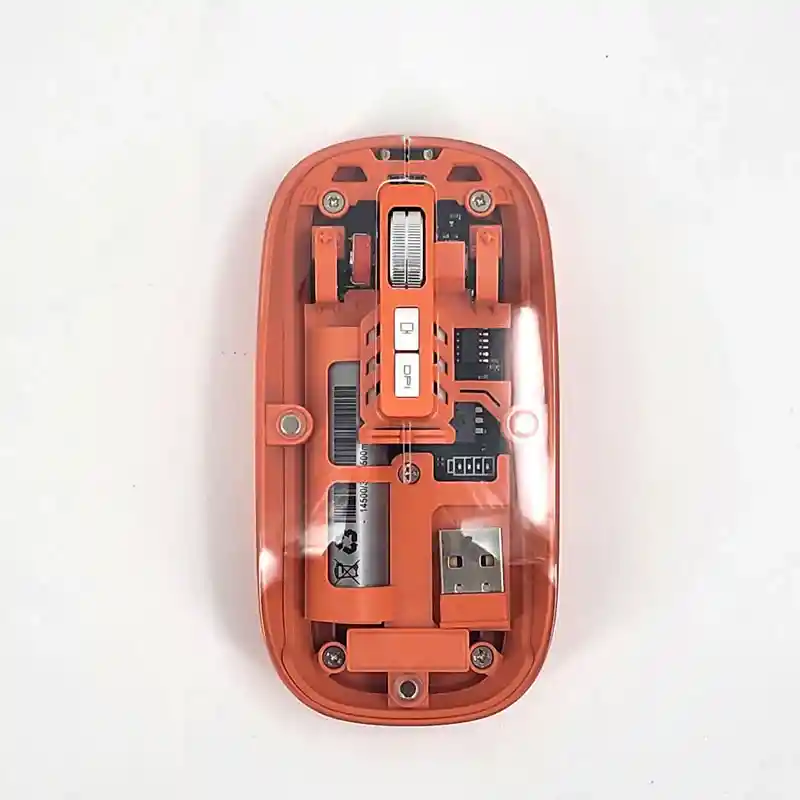 Mouse Doble Conexion Seisa Transparente / Bluetooth + Recpetor (rosado Y Naranja)