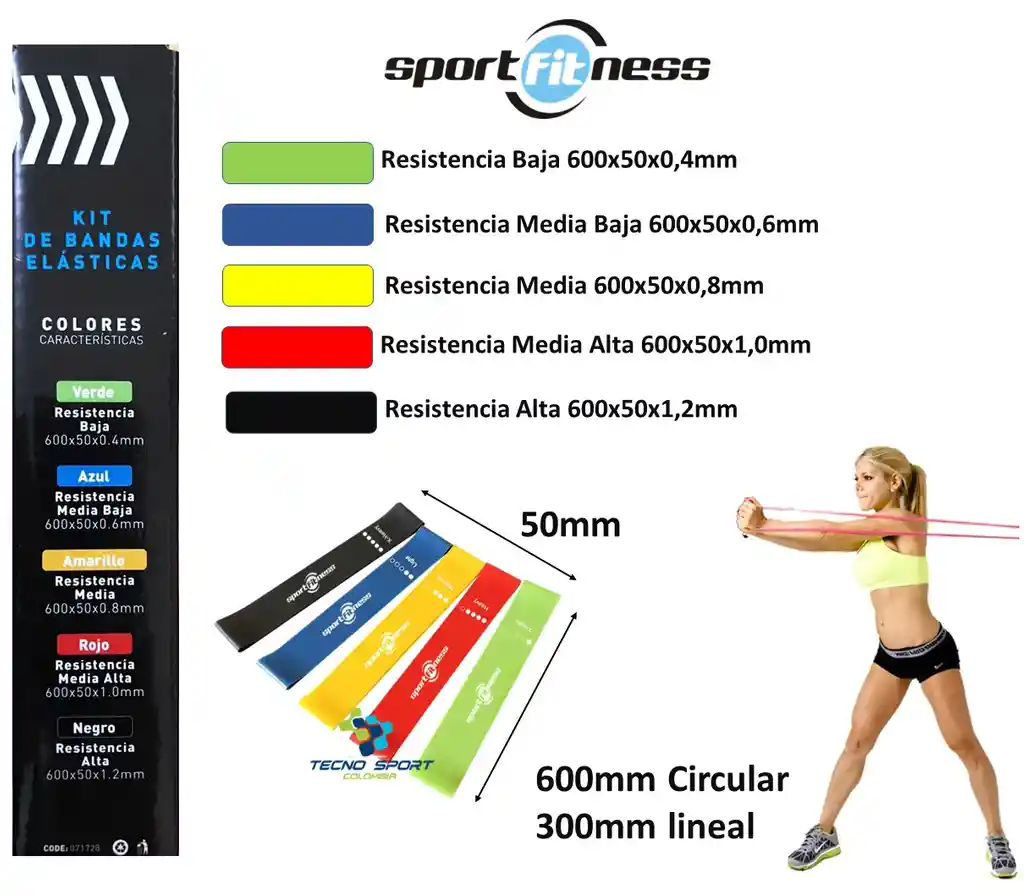 Cubo Yoga Bloque Azul + Kit 5 Banda Elástica Gym Pilates Fitness