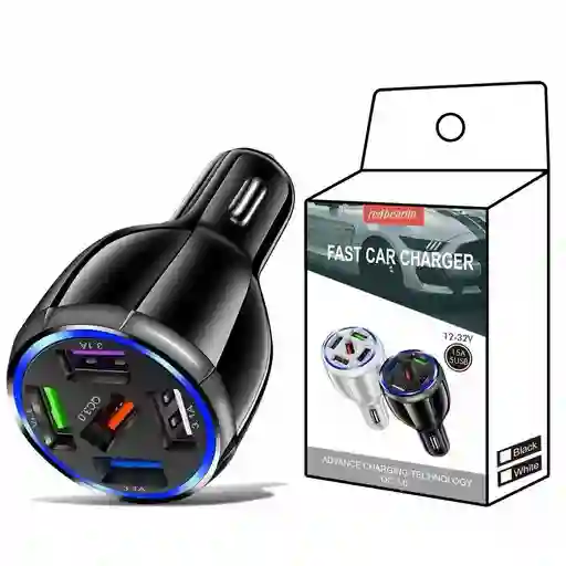 Cargador Carro 15a Rápidos 5 Puertos Usb Qc3.0