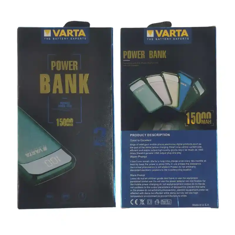 Power Bank Varta 15000 Mah Con Doble Salida Usb Y Carga Rápida