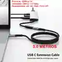 Cable Extension Usb Tipo C Macho Hembra 3m Carga Datos Video