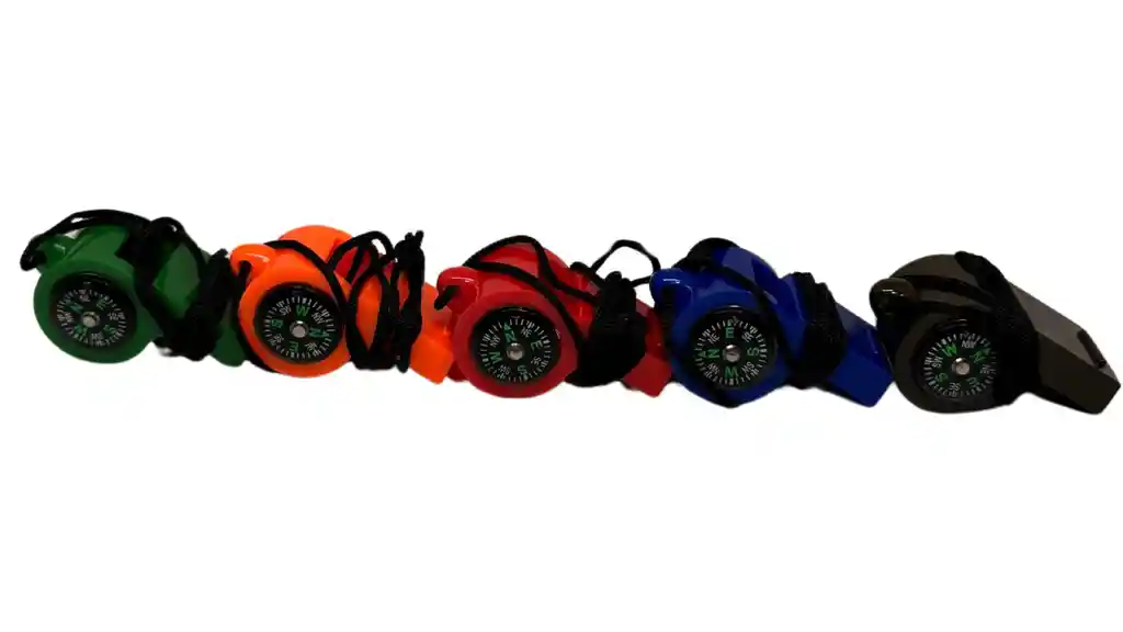 Silbato Pito + Brújula Supervivencia Camping Colores Variado