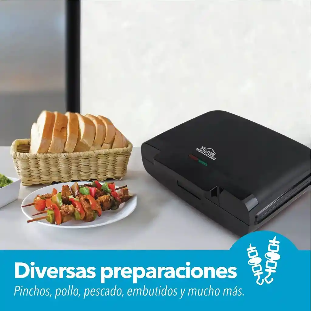 Sanduchera Eléctrica Grill Home Elements 299901027 Negro
