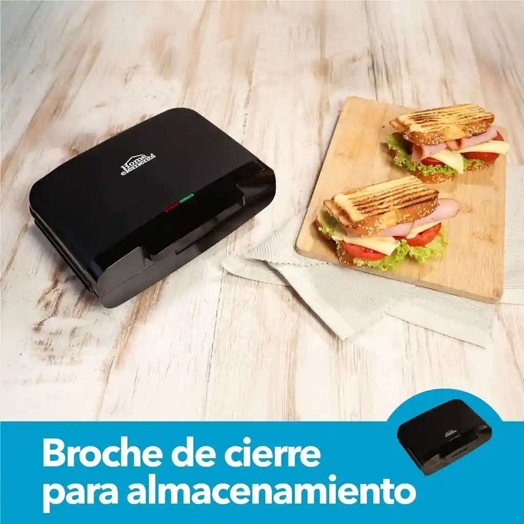 Sanduchera Eléctrica Grill Home Elements 299901027 Negro