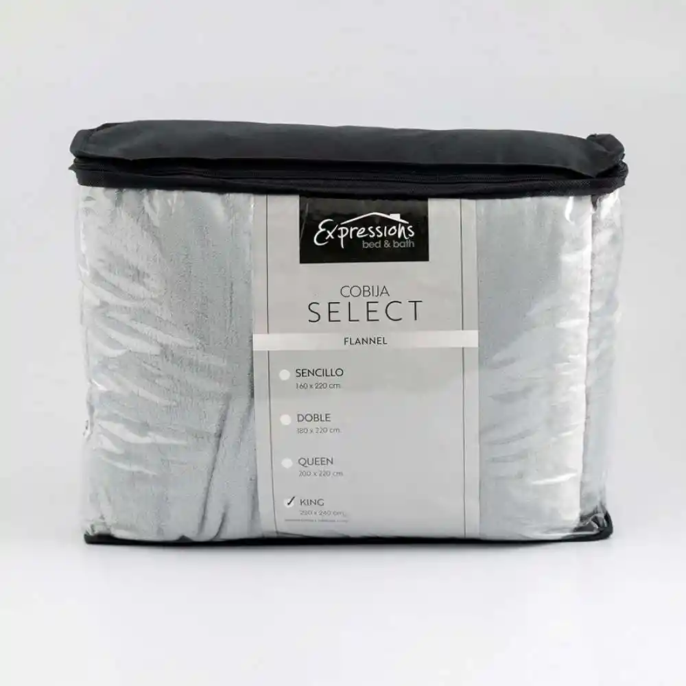Cobija Expressions Flannel King 220x240cm Gris Poliester