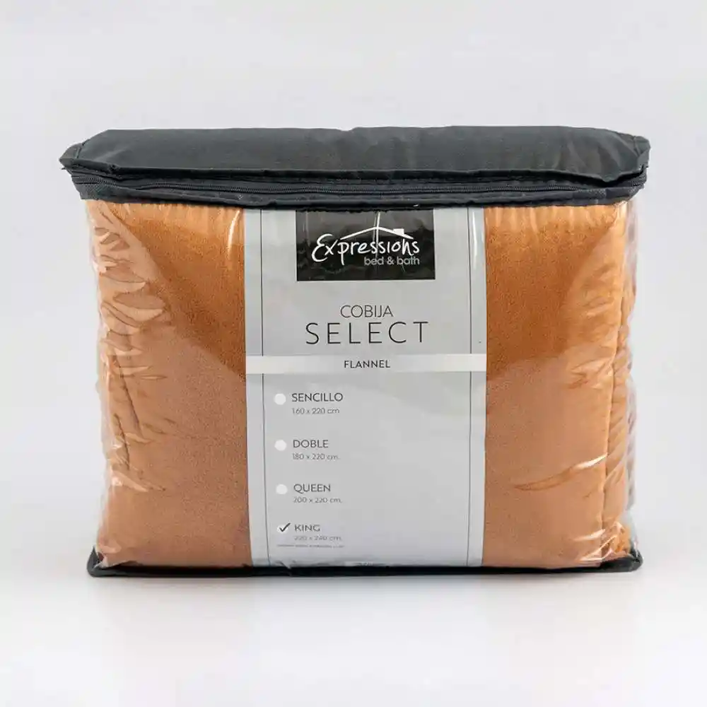 Cobija Expressions Flannel King 220x240cm Camel Poliester