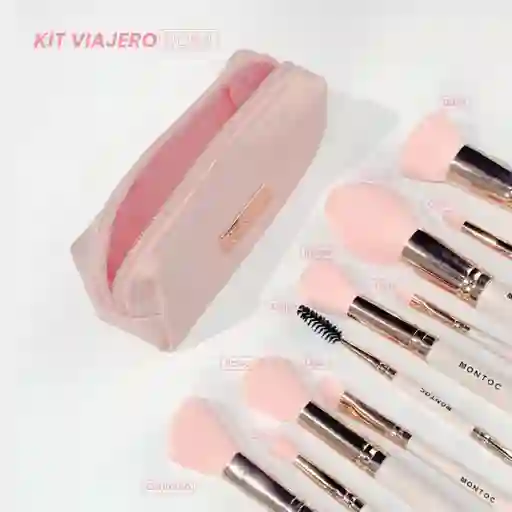 Montoc Kit Brochas Viajero Rosa X10