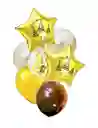 Bouquet 7 Piezas Dorado Plateado/negro Feliz Cumpleaños Incluye 2 Globos Metalizados