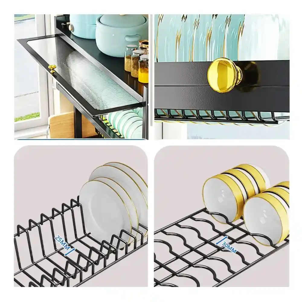 Escurridor De Loza Organizador De Platos Gabinete Tapa 65cm
